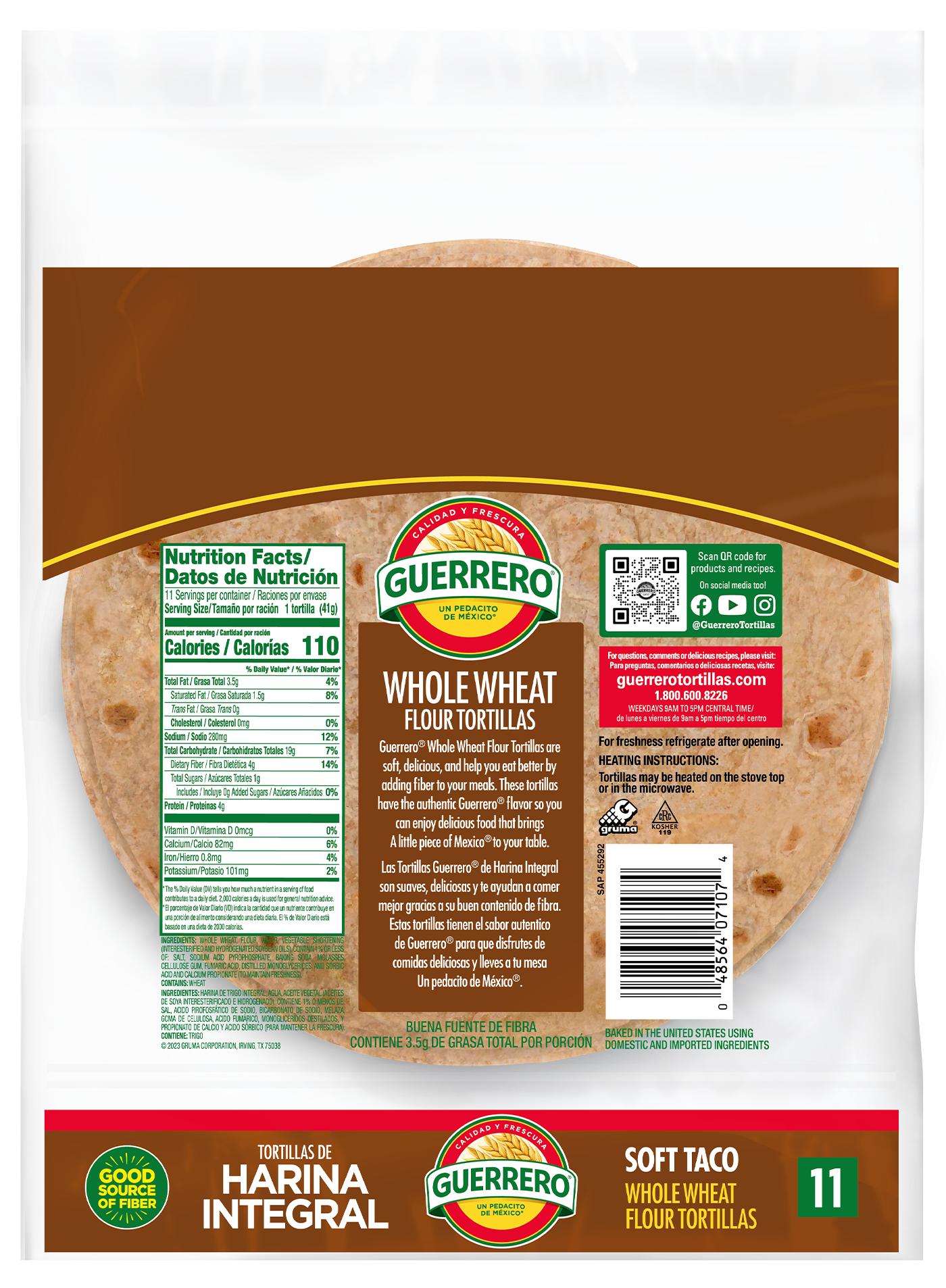 Whole Wheat Soft Taco Flour Tortillas