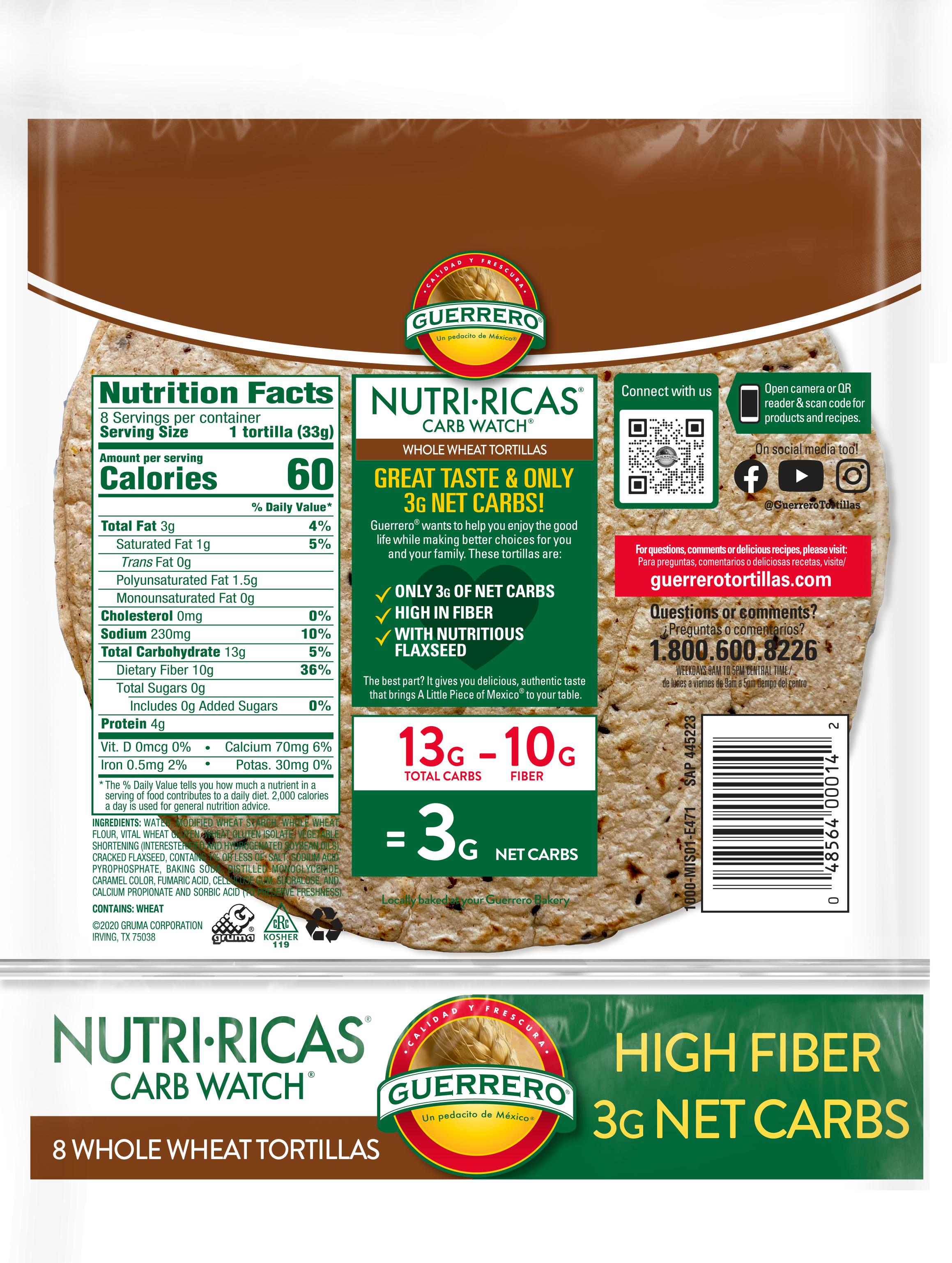 Nutri-Ricas Carb Watch Whole Wheat Tortillas