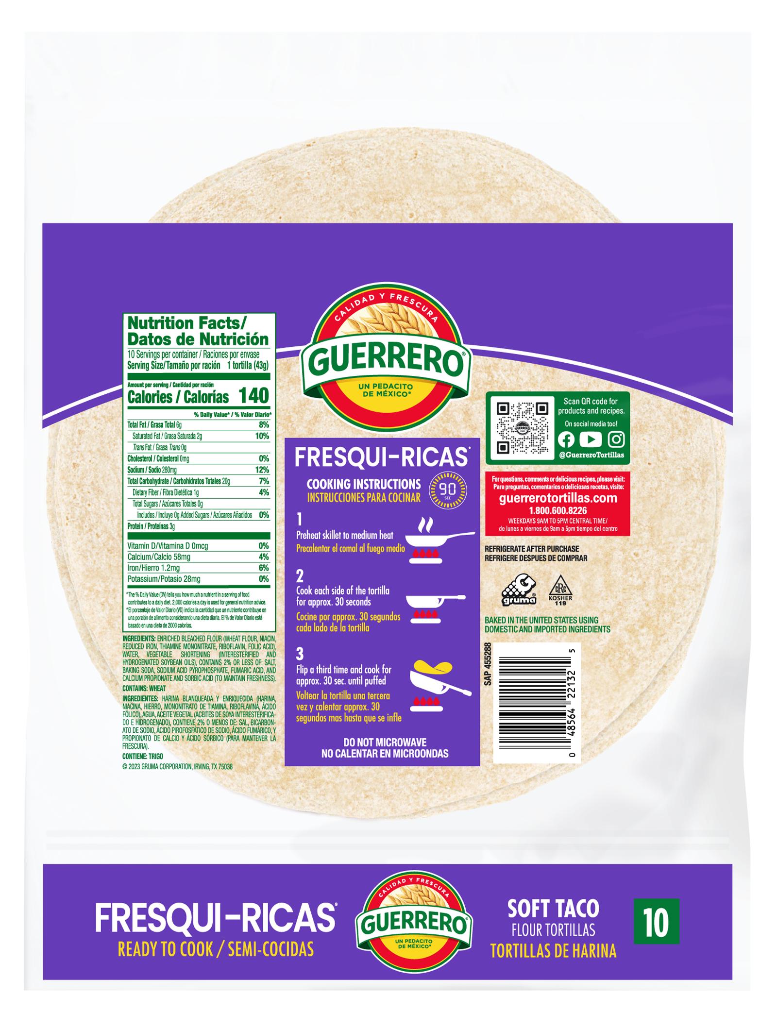 Fresqui-Ricas Ready to Cook Soft Taco Flour Tortillas