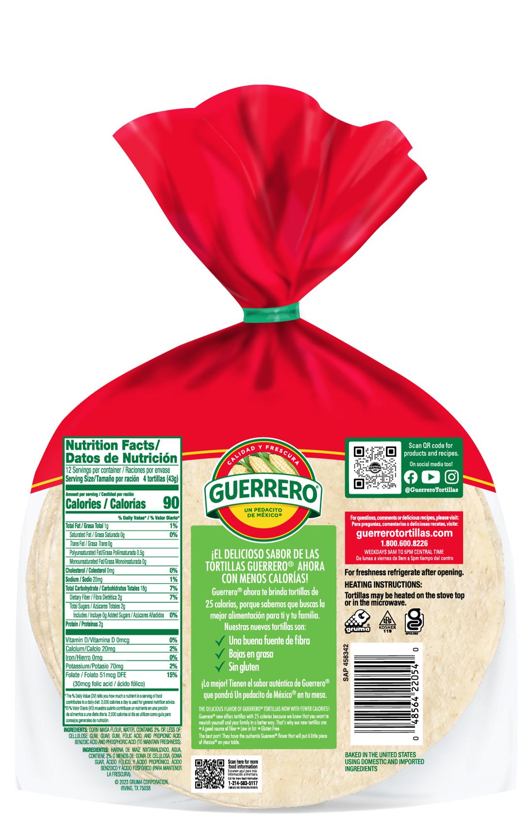 Tortillas de 25 Calorías de Maíz Blanco