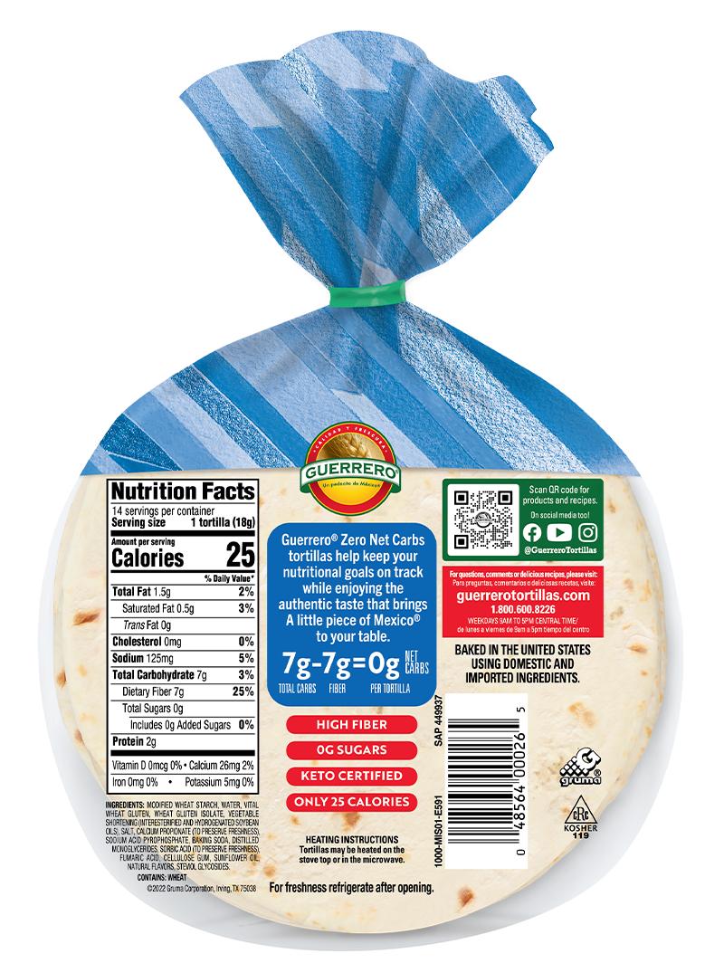 Low Carb Wheat Tortilla Nutrition Information